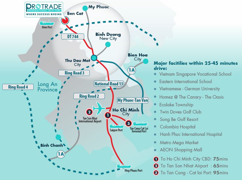 Vị trí chiến lược của khu công nghiệp quốc tế Protrade