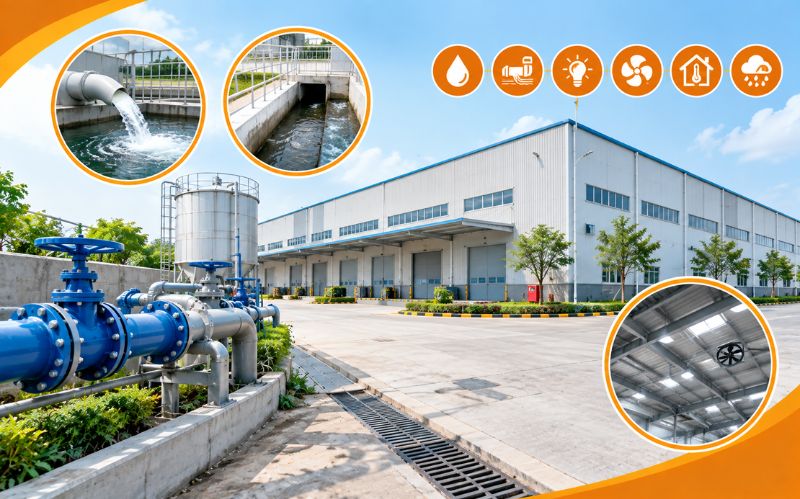 Nguồn nước, thoát nước và hạ tầng kỹ thuật kho xưởng