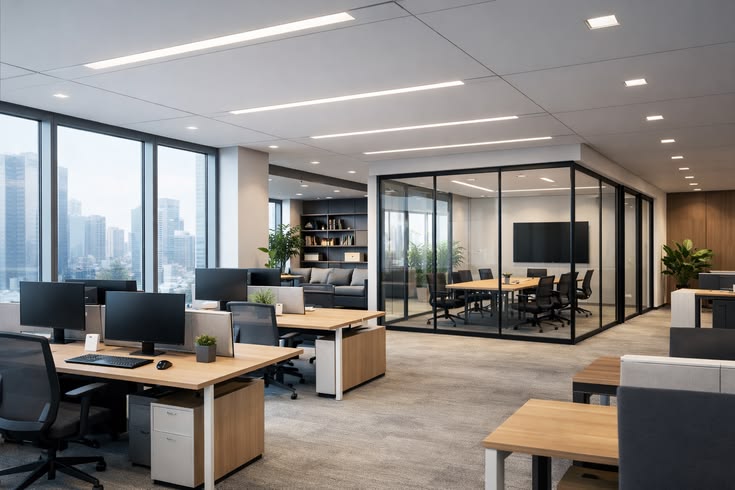 Cách bố trí văn phòng 100m2 cho phòng làm việc chính